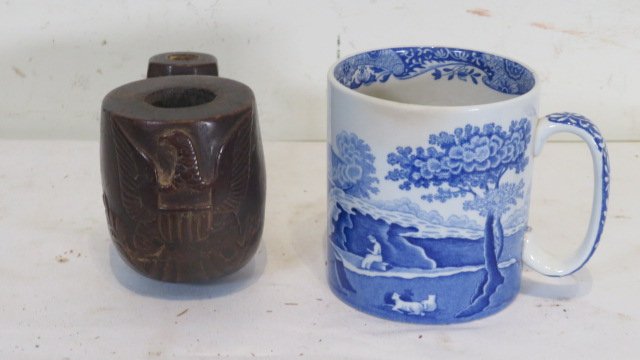 Burl Civil War pipe with carved spread wing eagle with federal shield (1 of 7)