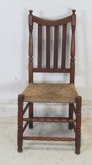 18th century banister yoke back side chair with rush seat (1 of 3)