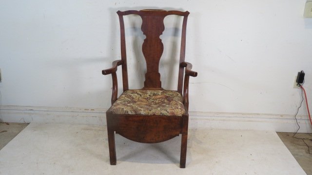 Large period Chippendale armchair with upholstered seat (1 of 5)