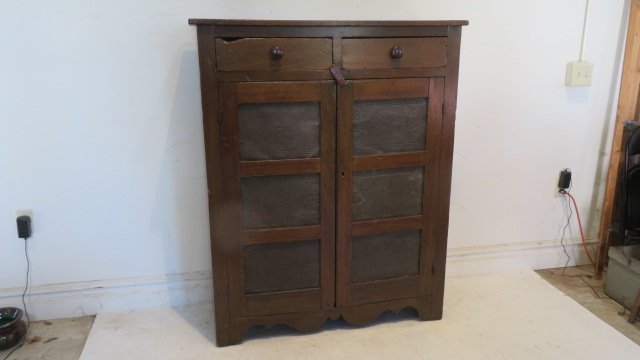 Poplar tin door pie safe with 2 dovetailed drawers and 6 star tins (1 of 5)
