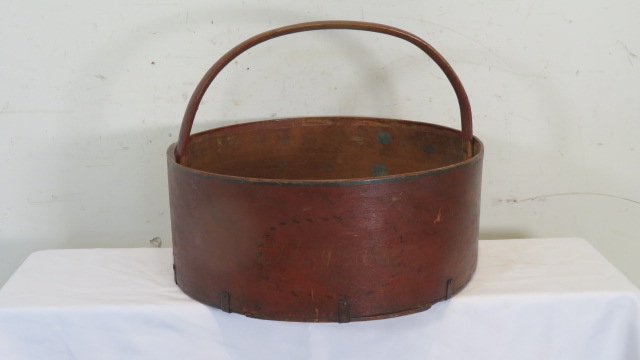 Large wood carrier in old red paint with black and gold stencil (1 of 7)