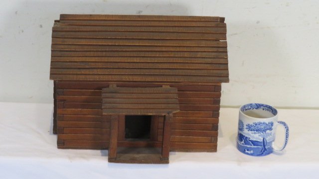 Wood log cabin with porch: Wood log cabin with porch, 10"t. x 13 1/2" x 8 1/2" not including the porch