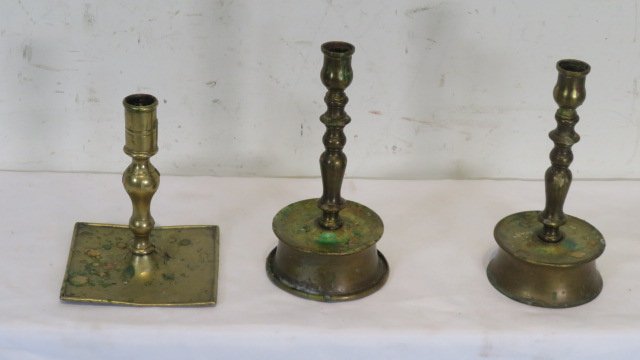 3 older brass candlesticks (1 of 7)