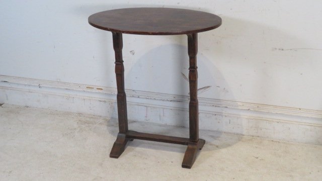 Oak oval shoe foot stand table (1 of 6)