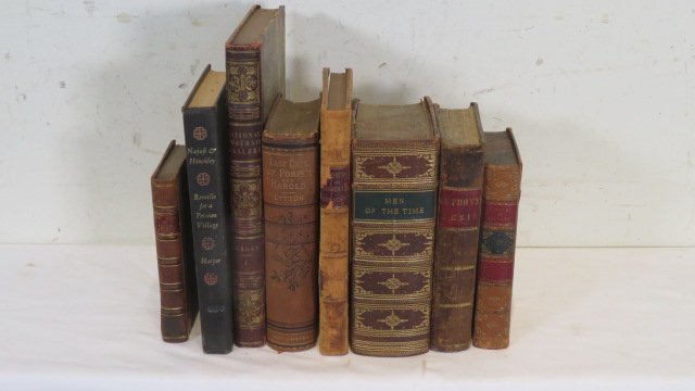 8 leatherbound books about history and biographies 1837-1958 (1 of 4)