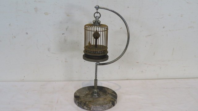 Diminutive birdcage clock with marble base stand (1 of 4)