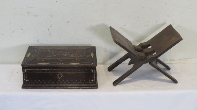 2 wood items - pine box and bible holder (1 of 4)