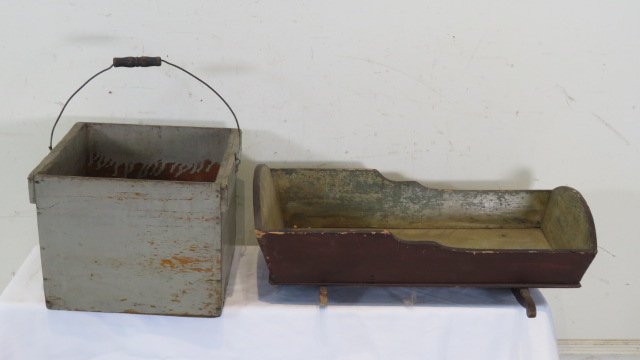 Doll cradle and wooden egg carrier (1 of 4)