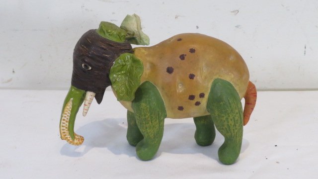 Ca 1920 Papier-mache elephant candy container in the form of fruit & veggies (1 of 7)