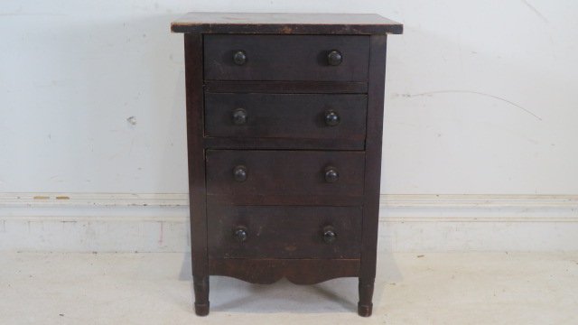 Mid-19th century pine 4 drawer miniature chest (1 of 5)