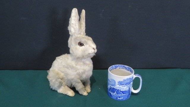Furry rabbit candy container with glass eyes (1 of 6)
