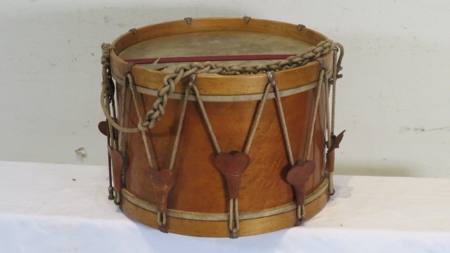 19th century wood drum: 19th century wood drum, 12"T x 16"D
