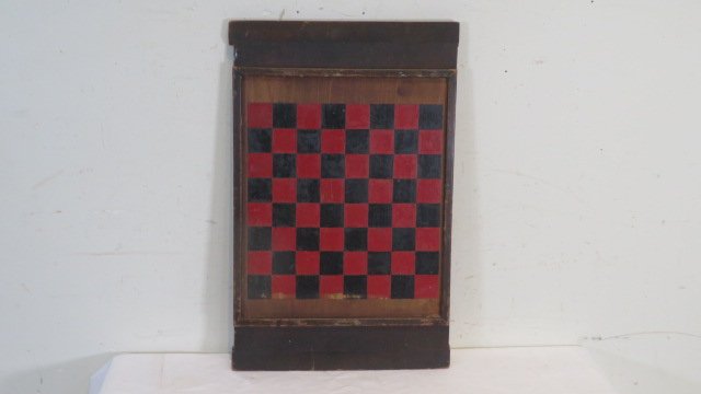 Wood game board in red and black paint (1 of 4)
