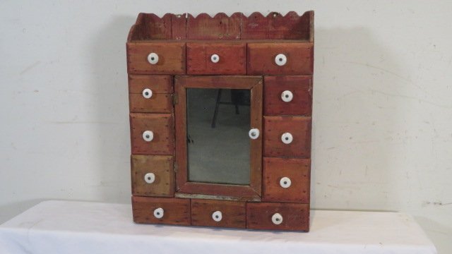 Pine hanging cabinet with 12 drawers (1 of 4)