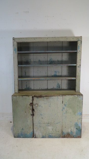 Painted 19th century pine open top step back cupboard (1 of 10)