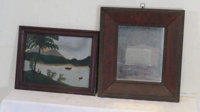 19th century mirror and primitive painting (1 of 7)