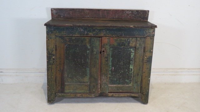 19th century painted 2 door cabinet (1 of 9)