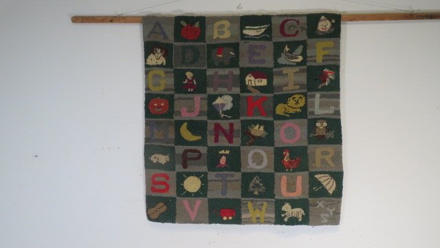 Ca. 1930-50 child's hooked rug (1 of 12)