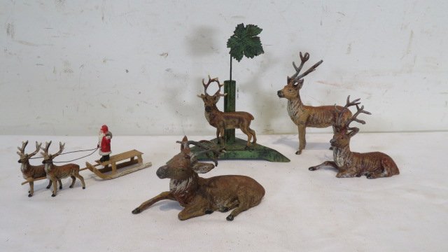 Group of 5 lead reindeer marked Germany (1 of 6)