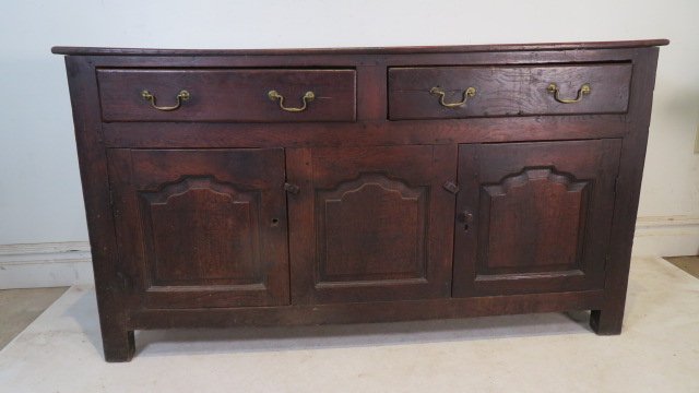 18th century walnut sideboard with 2 drawers dated 1774 (1 of 10)