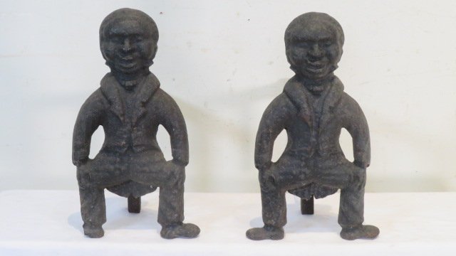 19th century black man cast iron andirons (1 of 9)