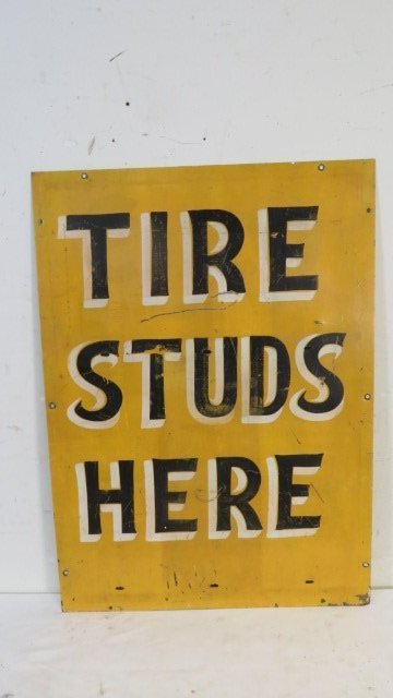 Tin "Tire Studs Here" 2 sided sign (1 of 5)
