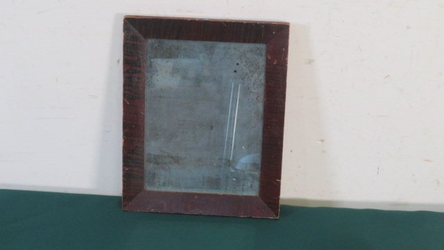 19th century mirror in pine red and black paint decorated frame (1 of 3)
