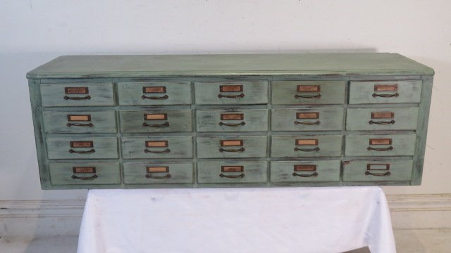 Early 20th century 20 drawer painted mahogany file cabinet (1 of 5)