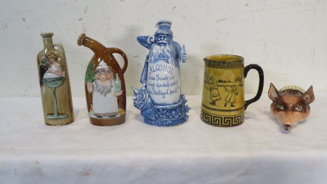 3 ceramic spirits bottles, Royal Doulton pitcher, Tally Ho whiskey (1 of 6)