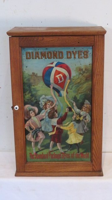 Oak Diamond Dyes cabinet with original tin insert (1 of 9)