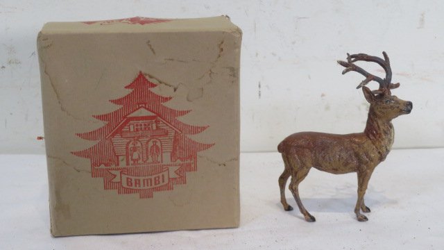 Lead deer in original box marked "Bambi - made in Germany" (1 of 4)