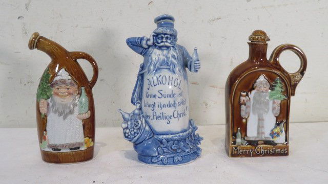 3 pottery Christmas flasks (1 of 5)