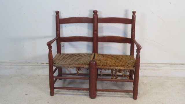 Early 19th century Conestoga wagon bench in old red paint (1 of 5)