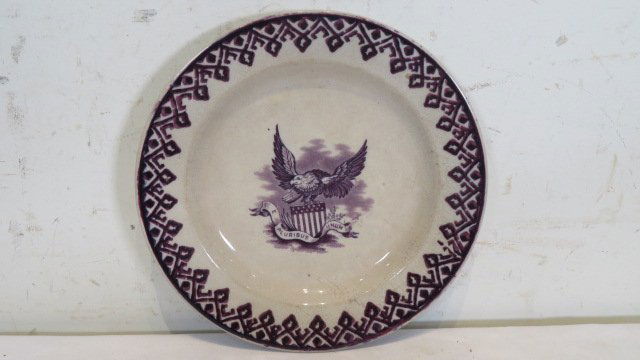 Early 19th century 8 3/4" Staffordshire plate with flying eagle (1 of 4)