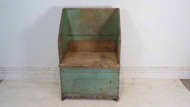19th century painted primitive pine bench (1 of 7)
