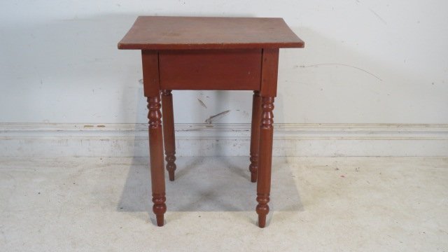 19th century poplar stand table with traces of old red paint (1 of 4)
