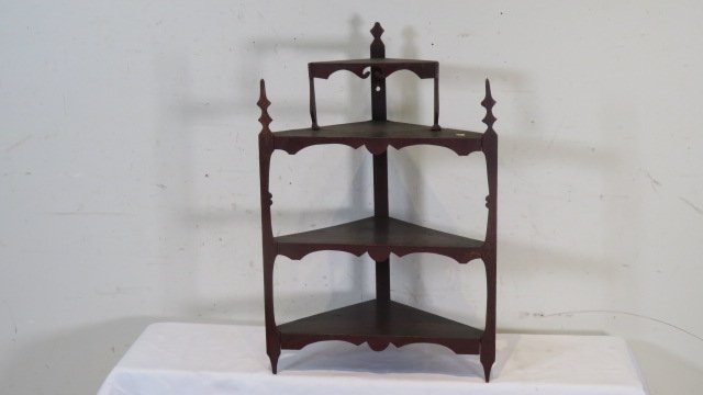 19th century pine corner hanging shelf (1 of 4)