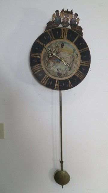 19th century weight driven wag on the wall type clock (1 of 7)