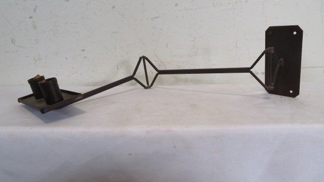 19th century wall mount wrought iron adjustable double candleholder (1 of 6)