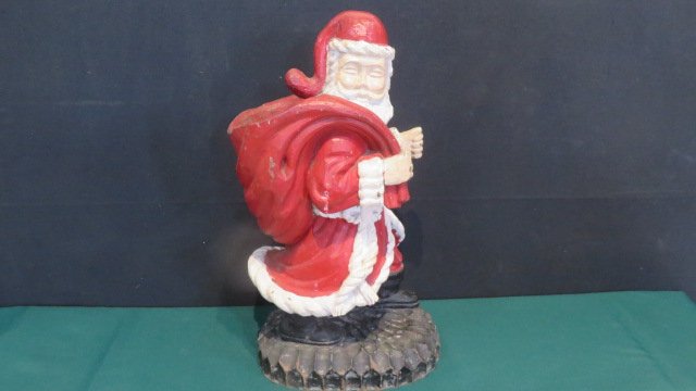 Mid-20th century wooden carved Santa candy container: Mid-20th century wooden carved Santa candy container 17"T x 9"W