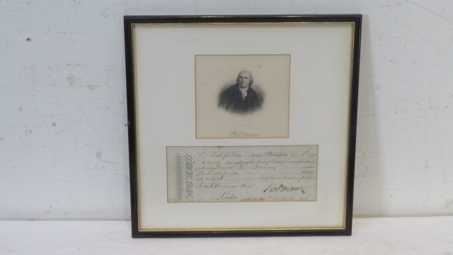 1795 personal money order from Philadelphia signed by Robert Morris (1 of 6)