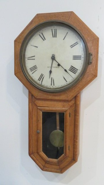 Oak Seth Thomas long drop wall regulator clock (1 of 4)