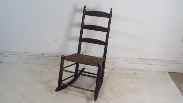 Shaker style ladder back rocking chair with hickory splint seat (1 of 5)