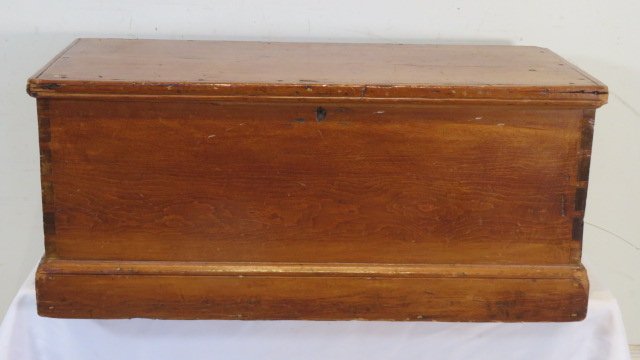19th century pine dovetailed trunk (1 of 3)
