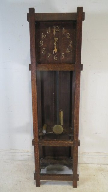 Oak arts and crafts tall clock (1 of 6)
