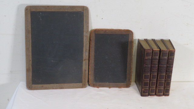 4 leatherbound books and 2 slates (1 of 3)