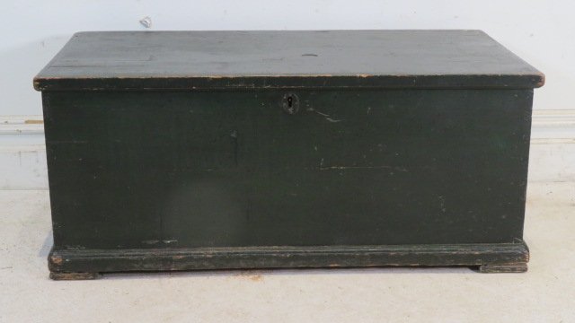 Pine dovetailed trunk in old green paint (1 of 8)