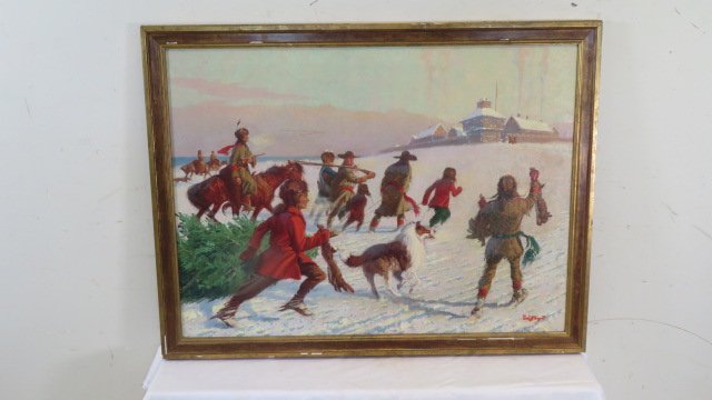 O/C painting of Fort Dearborn signed by Paul Strayer (1 of 9)