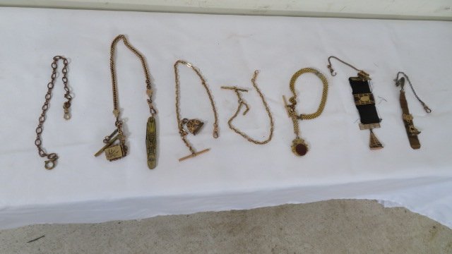 7 antique watch chains (1 of 4)