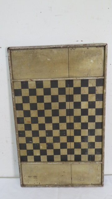 Wood gameboard in old mustard & black paint: Wood gameboard in old mustard and black paint, 31" x 19"
